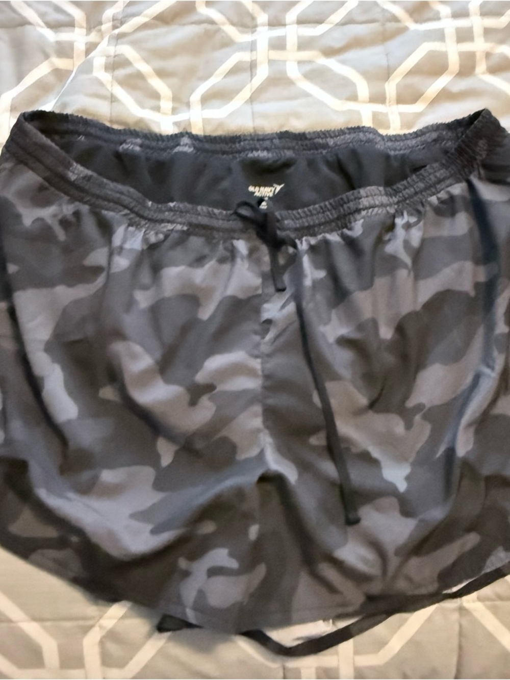 Old Navy Black Gray Camo Drawstring Active Shorts